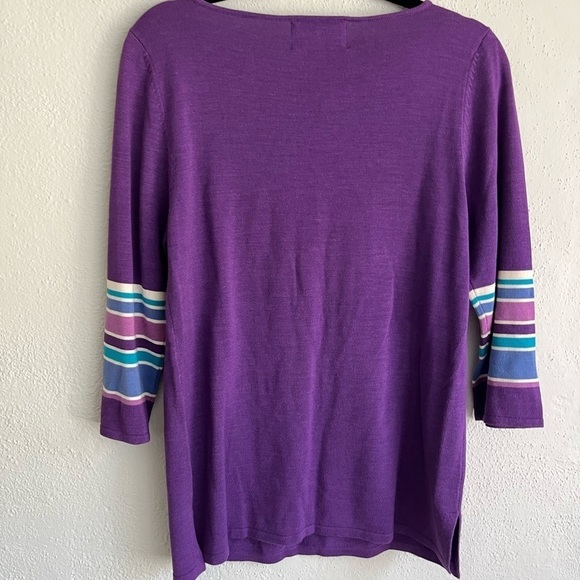 Bob Mockie Woman Purple 70% Silk/ Cotton Boho Oversized Sweater, Size XS - Picture 7 of 8